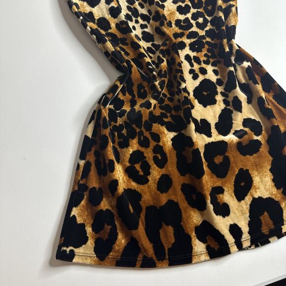 Forever 21 McBling Y2K Leopard Cheetah Velvet Mini Dress M Club Baddie Glam - Picture 4 of 11